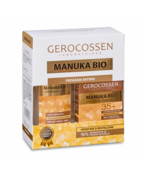 Caseta Cadou Gerocossen Manuka Bio - Crema antirid primele riduri 35+ si Apa micelara